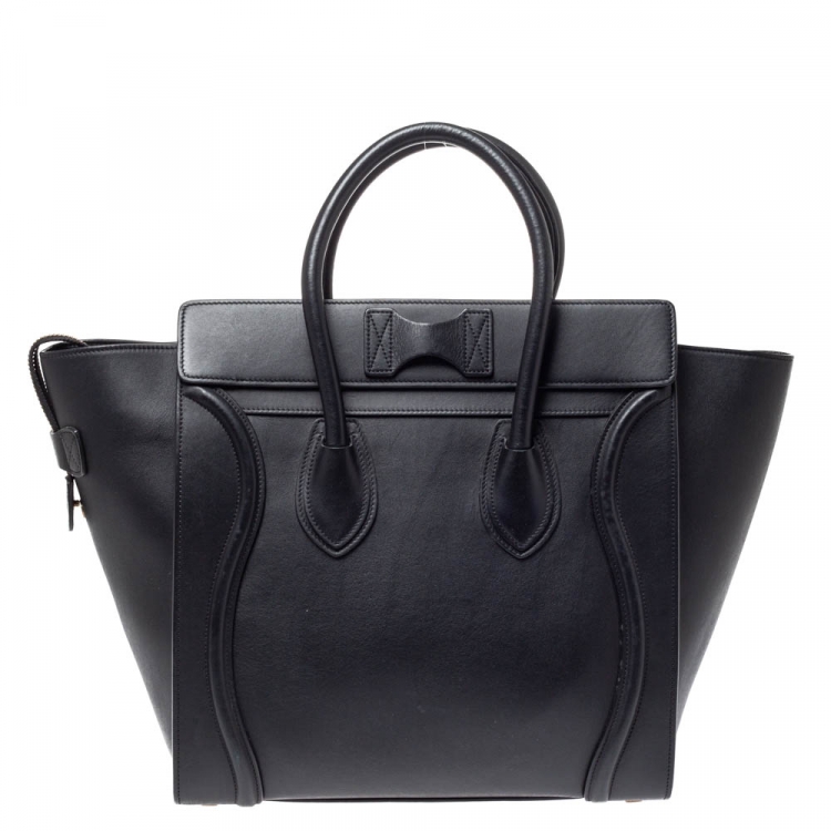 Pre Owned Celine Black Leather Mini Luggage Tote