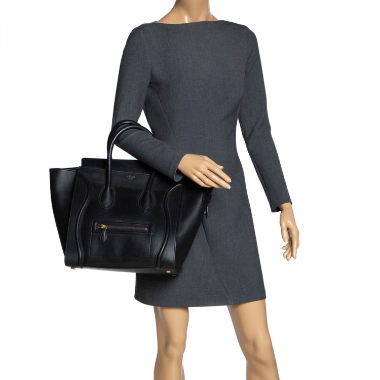 Pre Owned Celine Black Leather Mini Luggage Tote