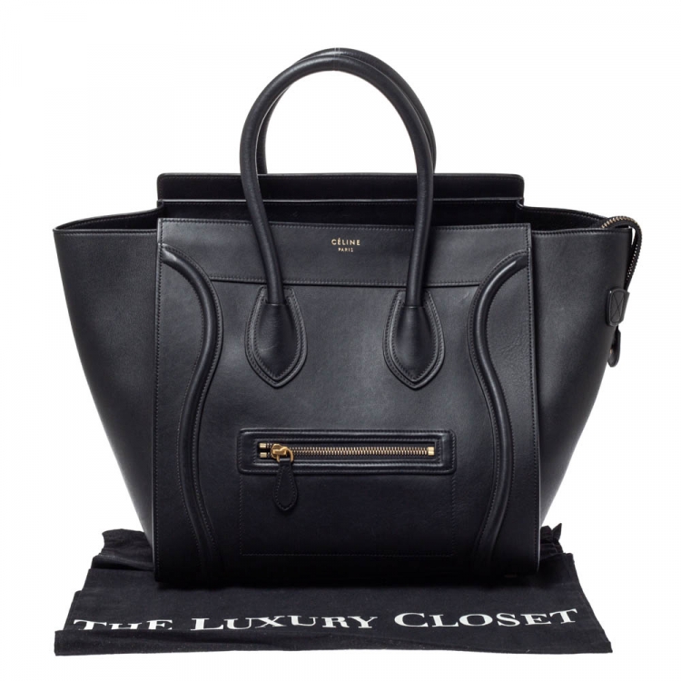 Pre Owned Celine Black Leather Mini Luggage Tote