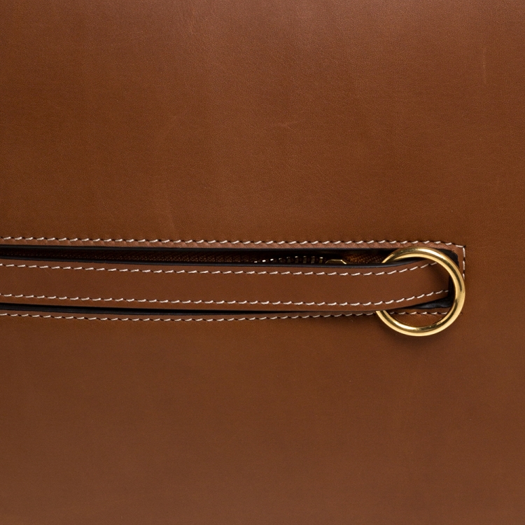 Pre Owned Celine Tan Leather Small Ring Satchel