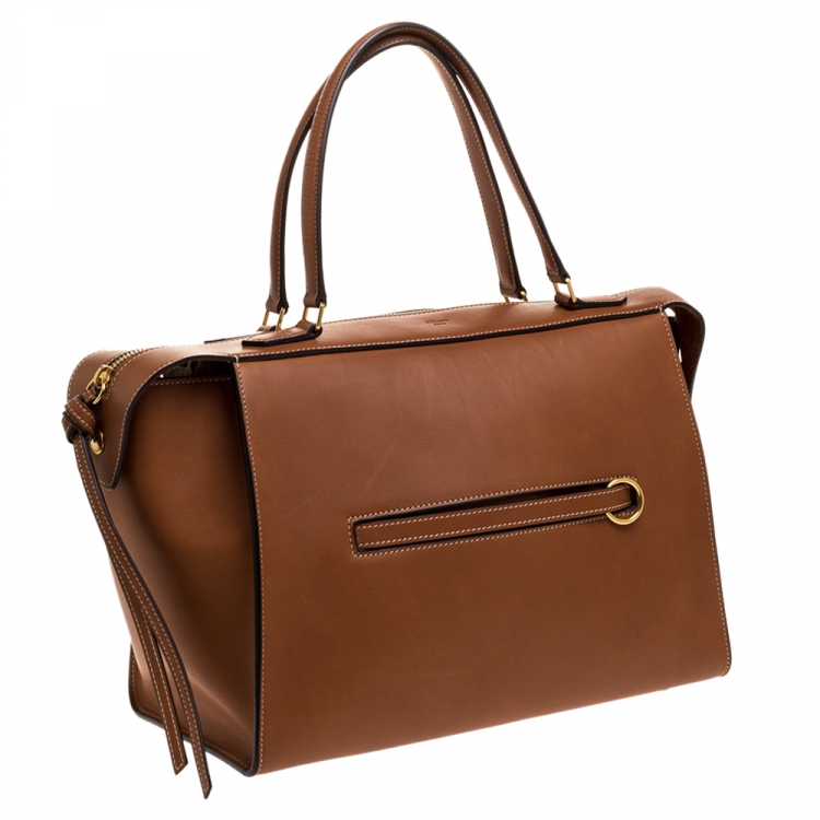 Pre Owned Celine Tan Leather Small Ring Satchel