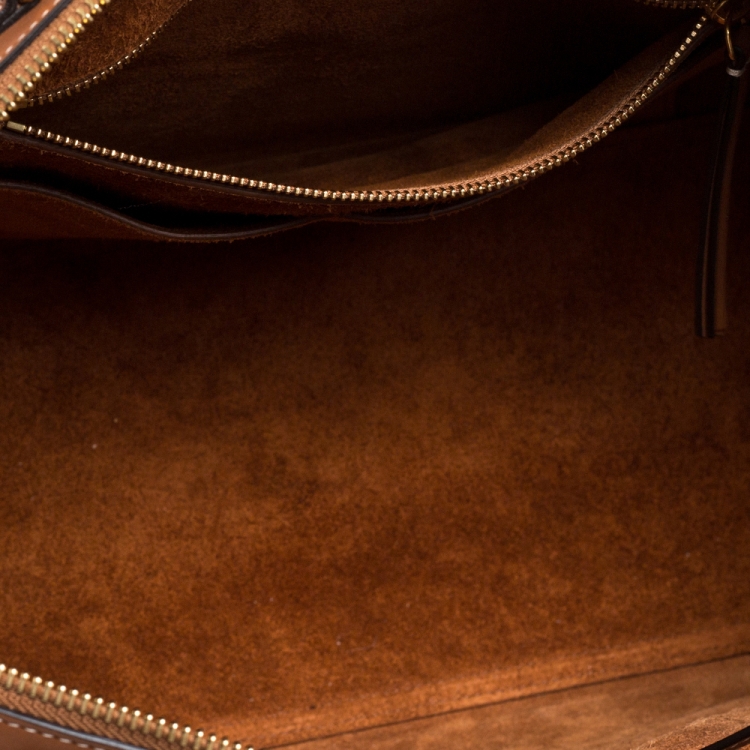 Pre Owned Celine Tan Leather Small Ring Satchel