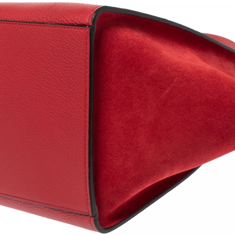 Pre Owned Celine Red Leather and Suede Small Trapeze Bag