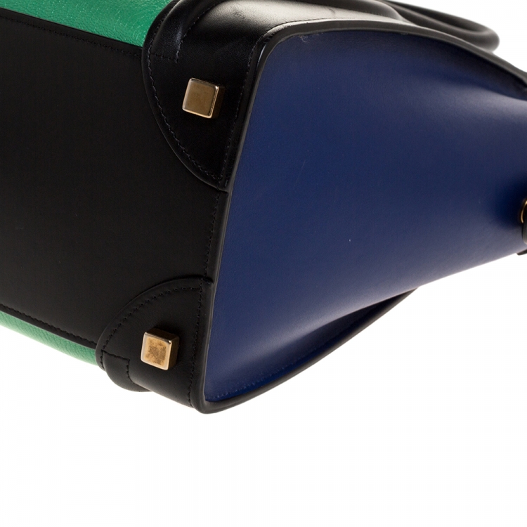 Pre Owned Celine Tri Color Leather Micro Luggage Tote