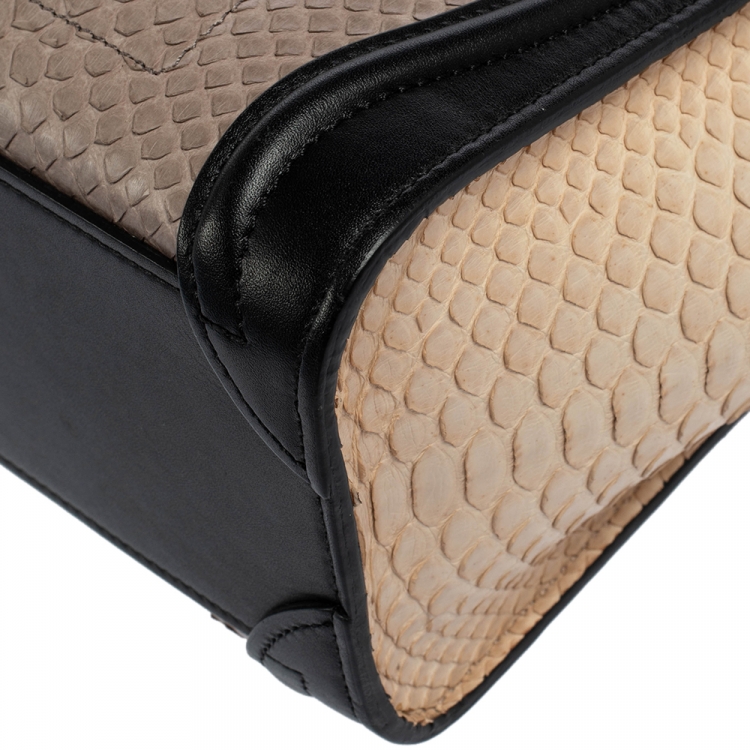 Pre Owned Celine Tri Color Python and Leather Nano Luggage Tote