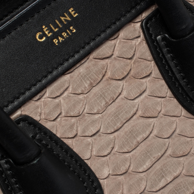 Pre Owned Celine Tri Color Python and Leather Nano Luggage Tote
