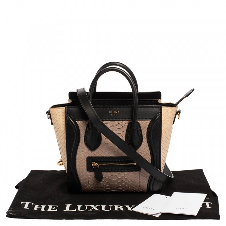 Pre Owned Celine Tri Color Python and Leather Nano Luggage Tote