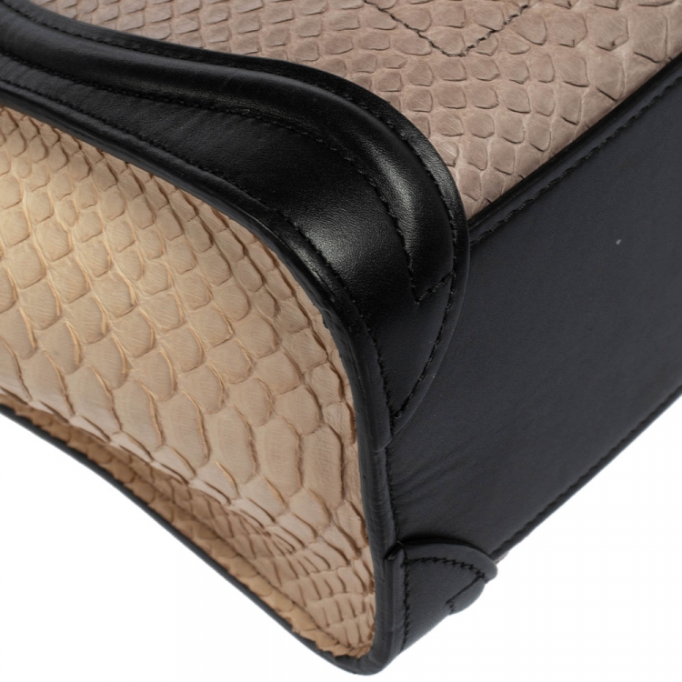 Pre Owned Celine Tri Color Python and Leather Nano Luggage Tote