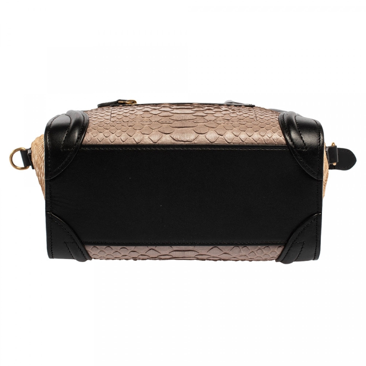 Pre Owned Celine Tri Color Python and Leather Nano Luggage Tote