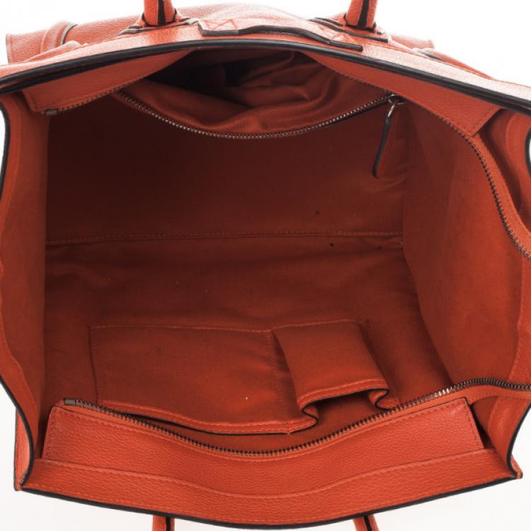 Pre Owned Celine Lipstick Red Buffalo Leather Mini Luggage Tote