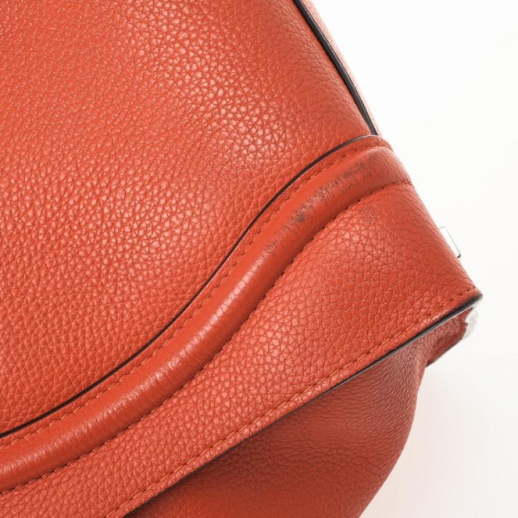 Pre Owned Celine Lipstick Red Buffalo Leather Mini Luggage Tote