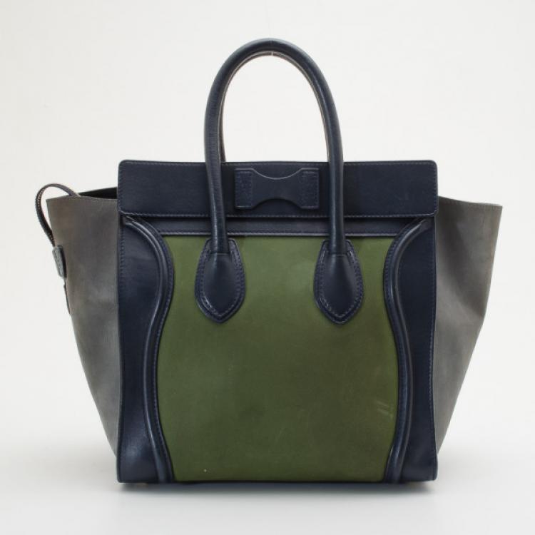 Pre Owned Celine Suede Tricolor Mini Luggage Bag 