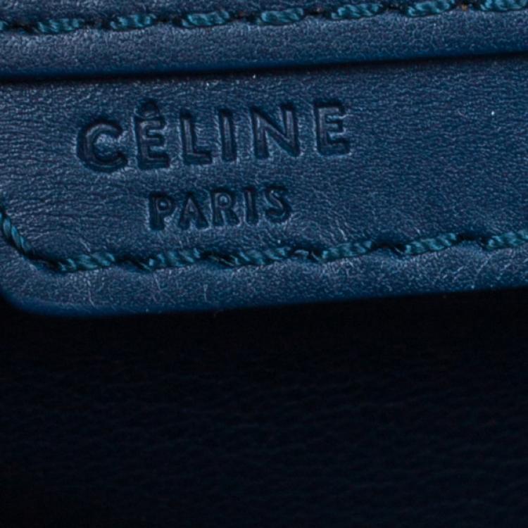 Pre Owned Celine Navy Blue Leather Mini Luggage Tote