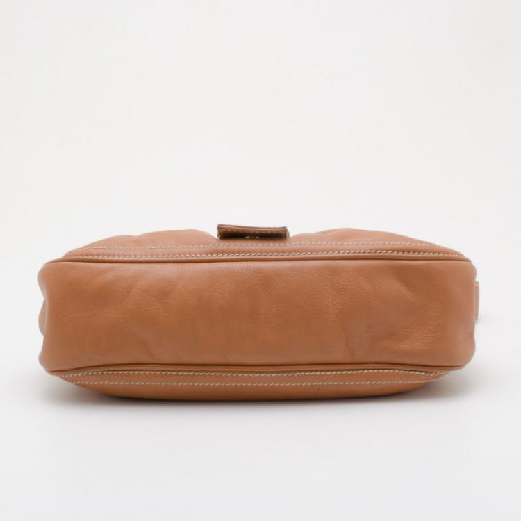 Pre Owned Celine Tan Leather Shoulder Bag