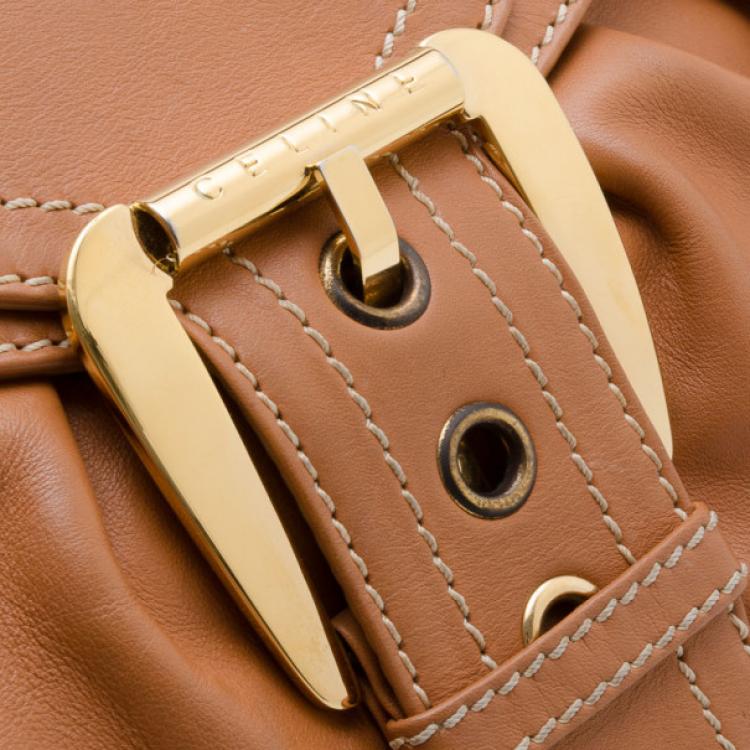 Pre Owned Celine Tan Leather Shoulder Bag