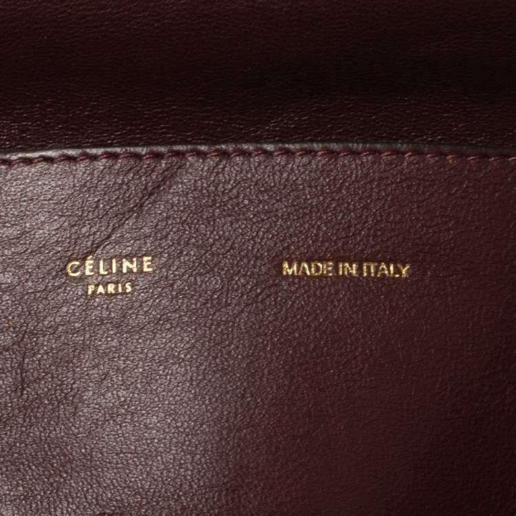 Pre Owned Celine Grey/Maroon Python and Suede Medium Trapeze Bag
