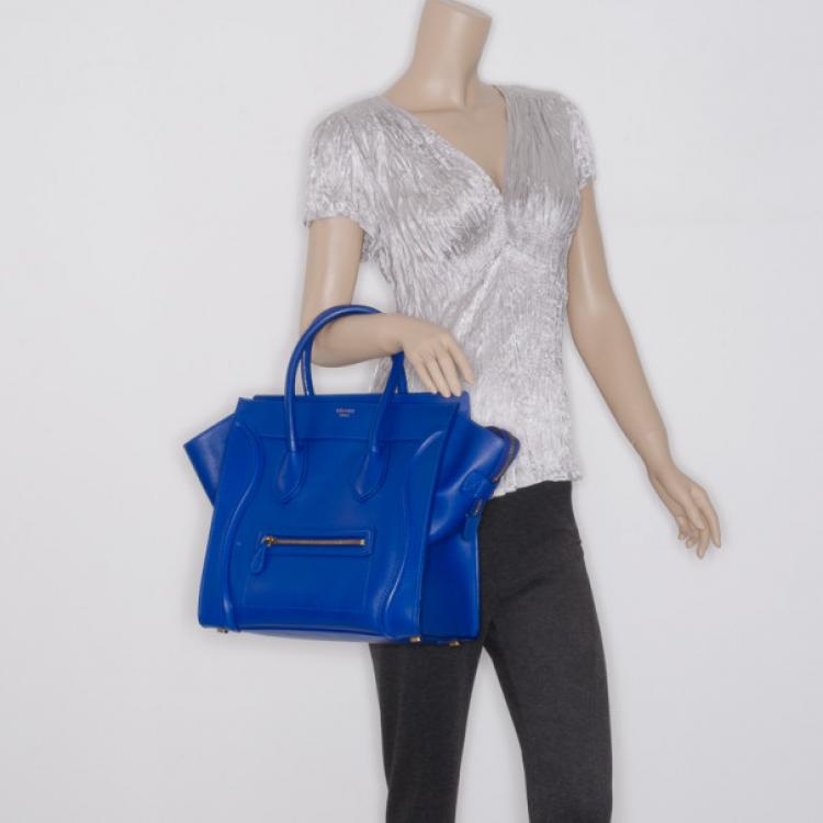Pre Owned Celine Electric Blue Mini Luggage Tote