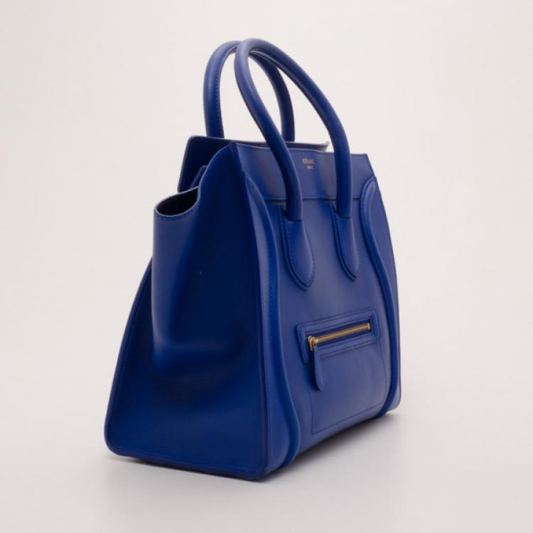 Pre Owned Celine Electric Blue Mini Luggage Tote