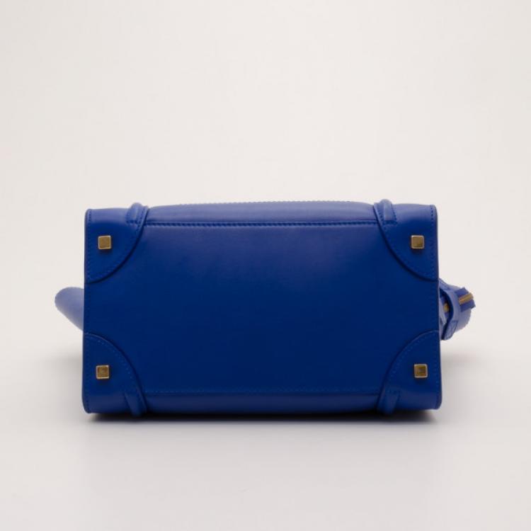 Pre Owned Celine Electric Blue Mini Luggage Tote