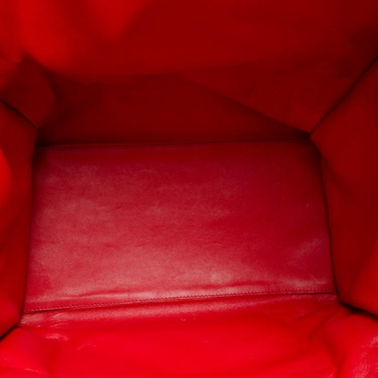 Pre Owned Celine Vermillion Red Buffalo Leather Mini Luggage Tote