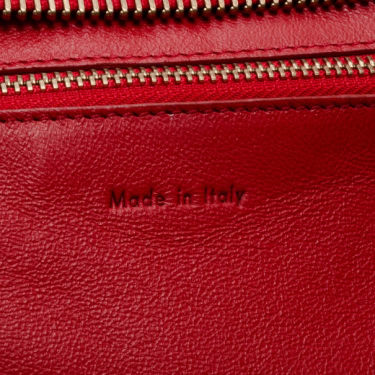 Pre Owned Celine Vermillion Red Buffalo Leather Mini Luggage Tote