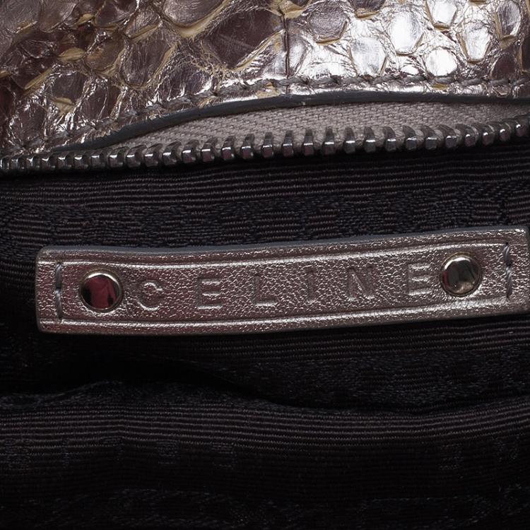 Pre Owned Celine Metallic Silver Leather Medium Bittersweet Hobo