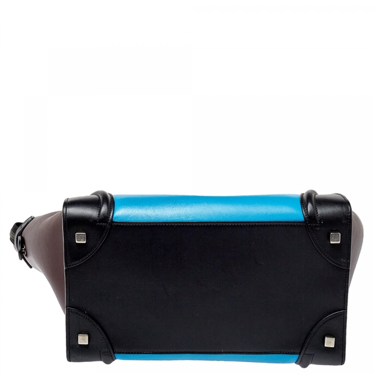 Pre Owned Celine Tri Color Leather Mini Luggage Tote