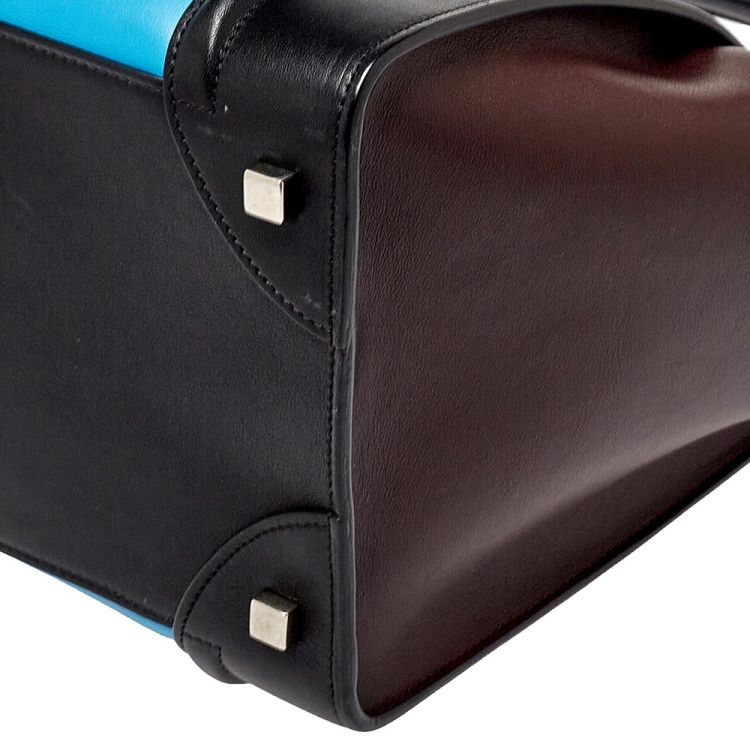 Pre Owned Celine Tri Color Leather Mini Luggage Tote