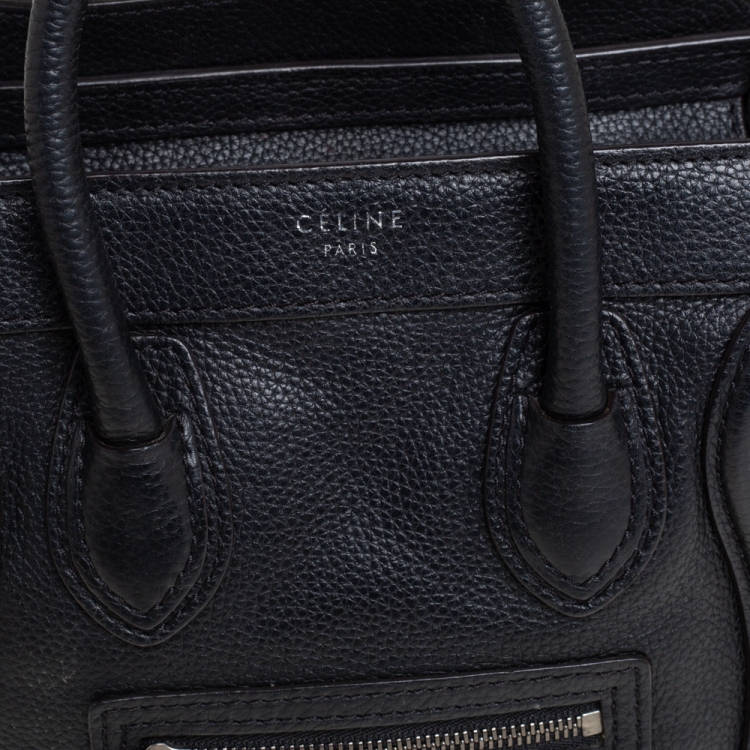 Pre Owned Celine Black Leather Nano Luggage Tote