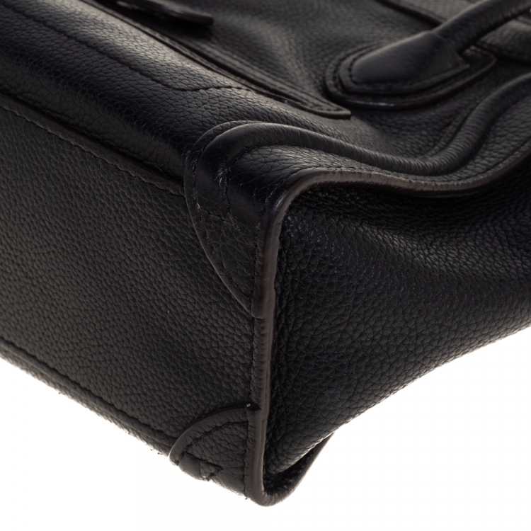 Pre Owned Celine Black Leather Nano Luggage Tote