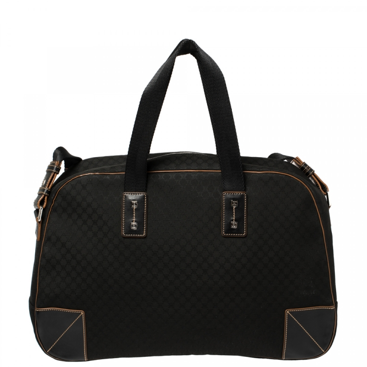 Pre Owned Celine Black Macadam Nylon and Leather Travel Bag