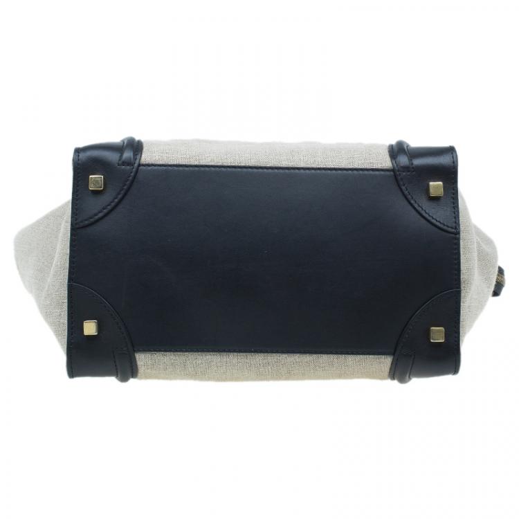 Pre Owned Celine Tri Color Canvas/Leather Mini Luggage Tote Bag