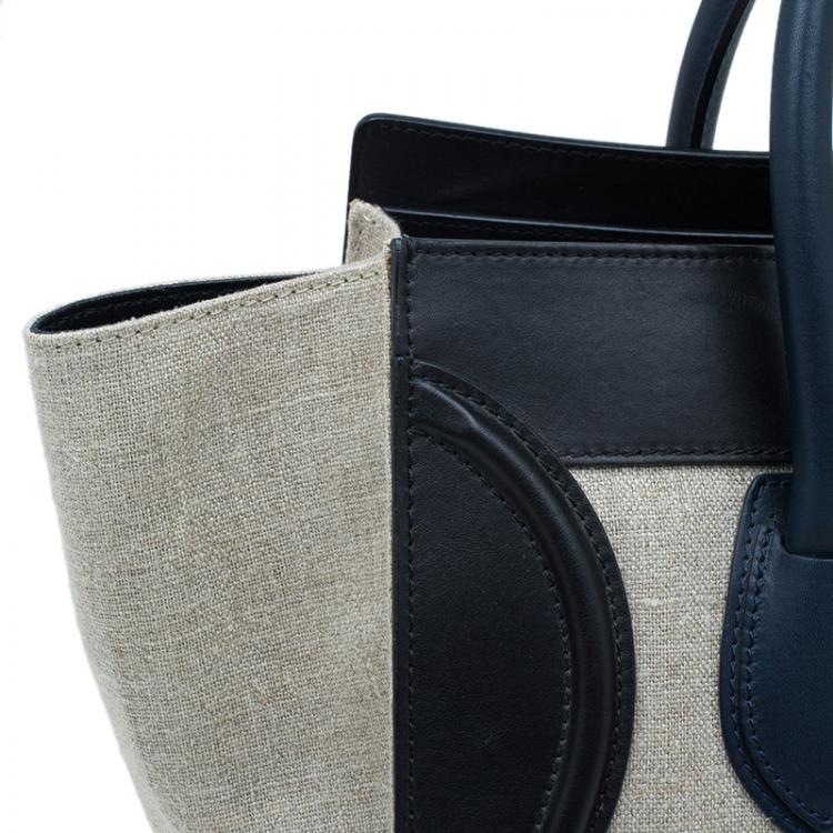 Pre Owned Celine Tri Color Canvas/Leather Mini Luggage Tote Bag