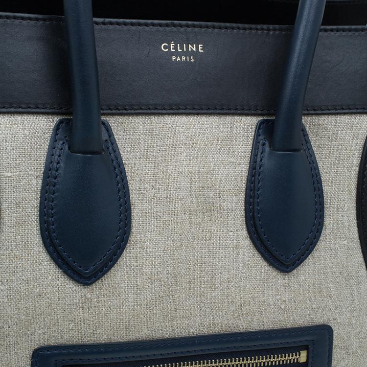 Pre Owned Celine Tri Color Canvas/Leather Mini Luggage Tote Bag