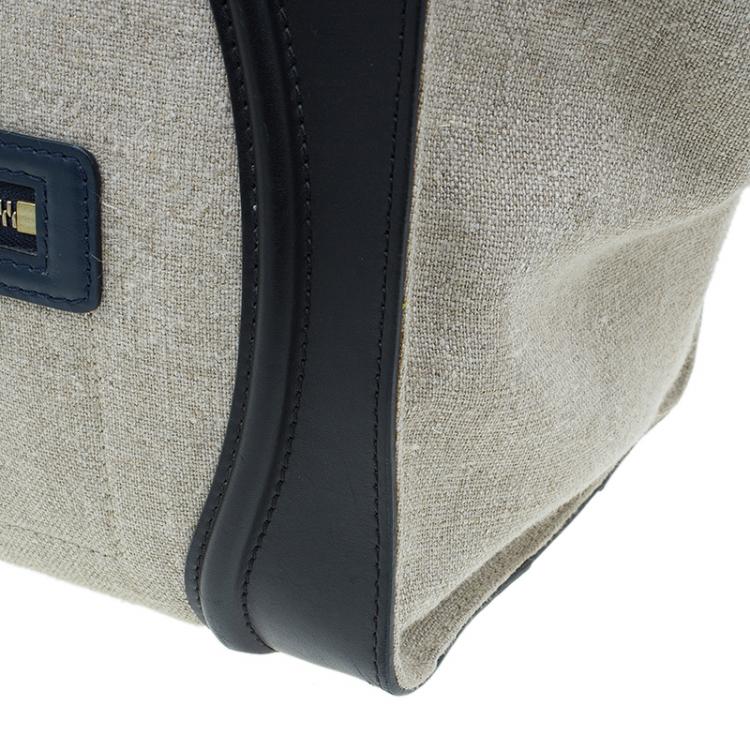 Pre Owned Celine Tri Color Canvas/Leather Mini Luggage Tote Bag