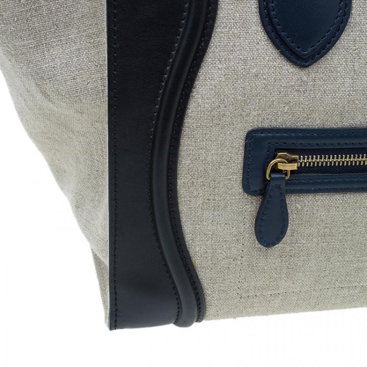 Pre Owned Celine Tri Color Canvas/Leather Mini Luggage Tote Bag