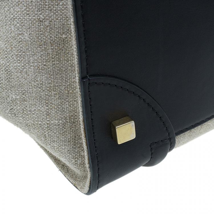Pre Owned Celine Tri Color Canvas/Leather Mini Luggage Tote Bag