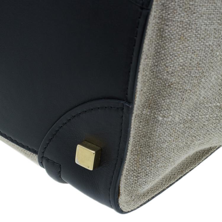 Pre Owned Celine Tri Color Canvas/Leather Mini Luggage Tote Bag