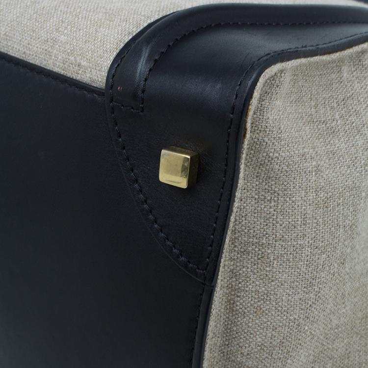 Pre Owned Celine Tri Color Canvas/Leather Mini Luggage Tote Bag