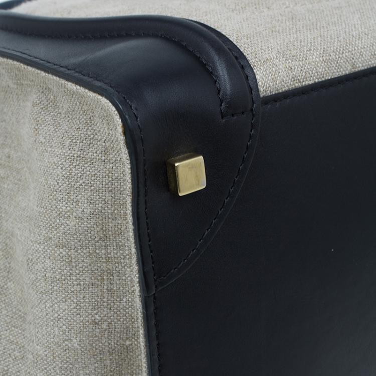 Pre Owned Celine Tri Color Canvas/Leather Mini Luggage Tote Bag