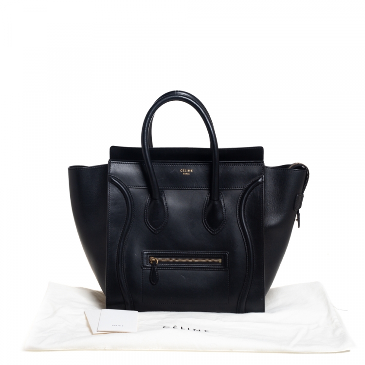 Pre Owned Celine Black Leather Mini Luggage Tote