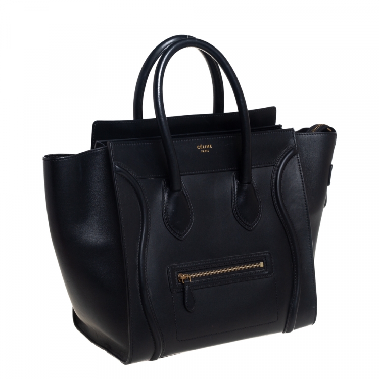 Pre Owned Celine Black Leather Mini Luggage Tote