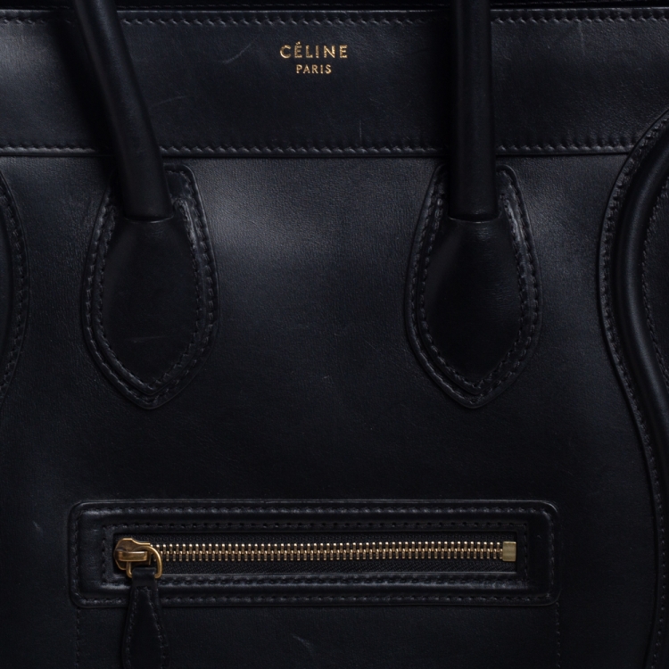 Pre Owned Celine Black Leather Mini Luggage Tote