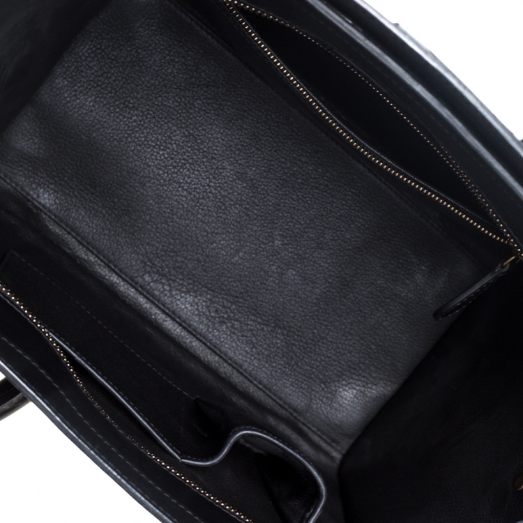 Pre Owned Celine Black Leather Mini Luggage Tote