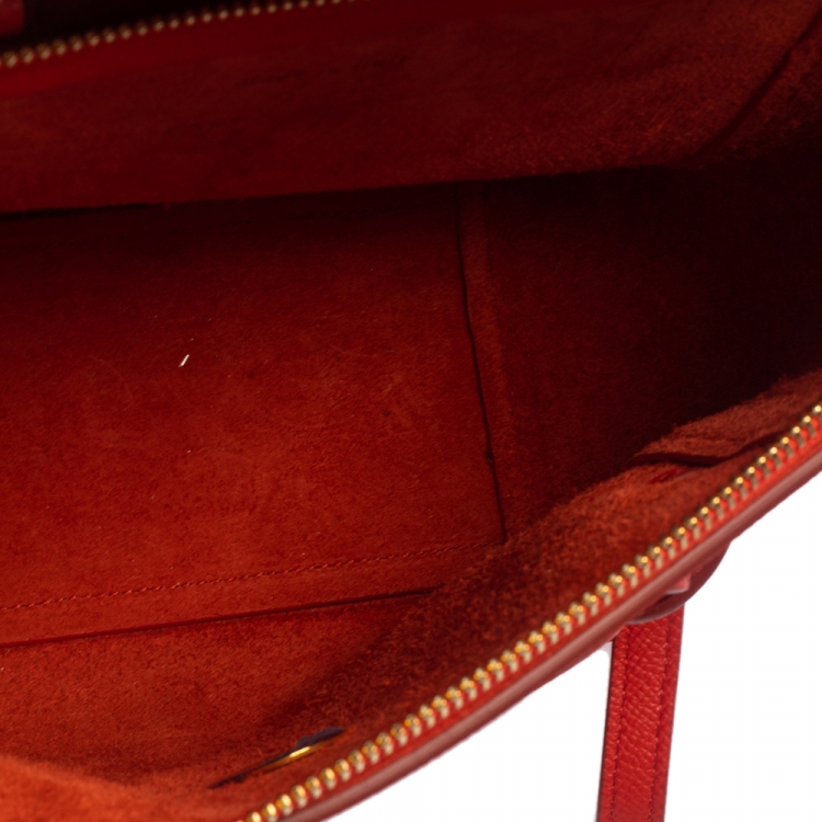 Pre Owned Celine Red Leather Nano Belt Top Handle Bag