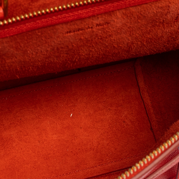 Pre Owned Celine Red Leather Nano Belt Top Handle Bag