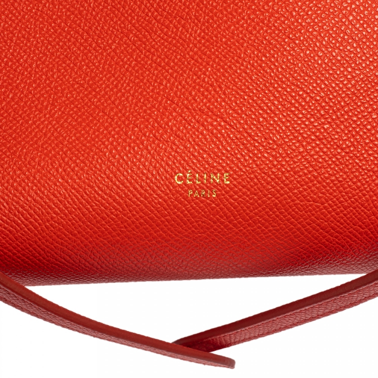 Pre Owned Celine Red Leather Nano Belt Top Handle Bag