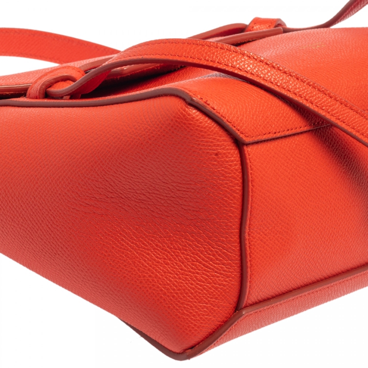 Pre Owned Celine Red Leather Nano Belt Top Handle Bag