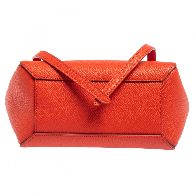 Pre Owned Celine Red Leather Nano Belt Top Handle Bag