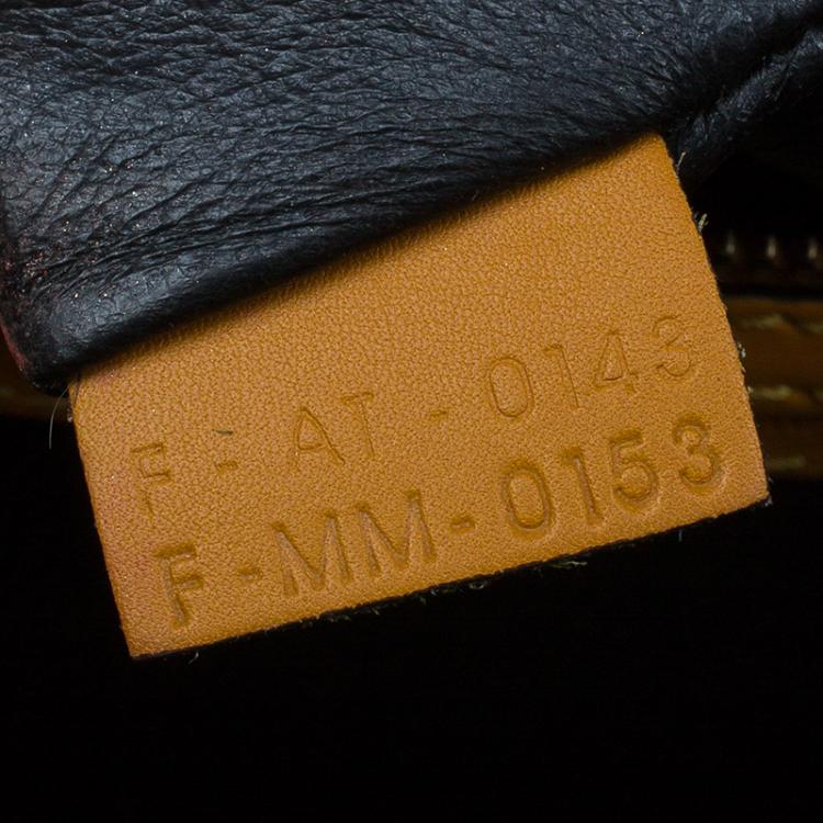 Pre Owned Celine Tan Black Handle Leather Mini Luggage Tote